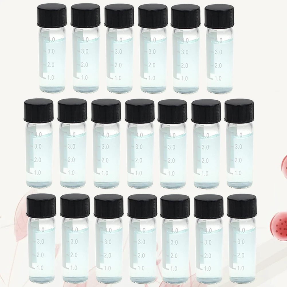 

20Pcs Reagent Storage Bottle 4ml Screw Neck Transparent Chromatography Vial Sample Bottle Black Lid Serum Glass