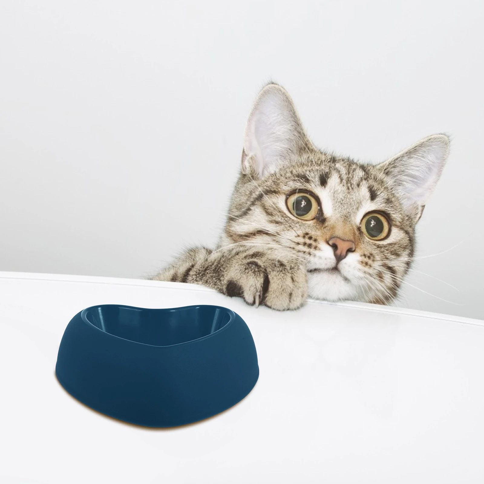 

2pcs Heart Shaped Pet Bowl Dog Bowls Food Water Blue Plastic Travel Styling Bright Cultivate Eating Not Break Fade Cats Dogs