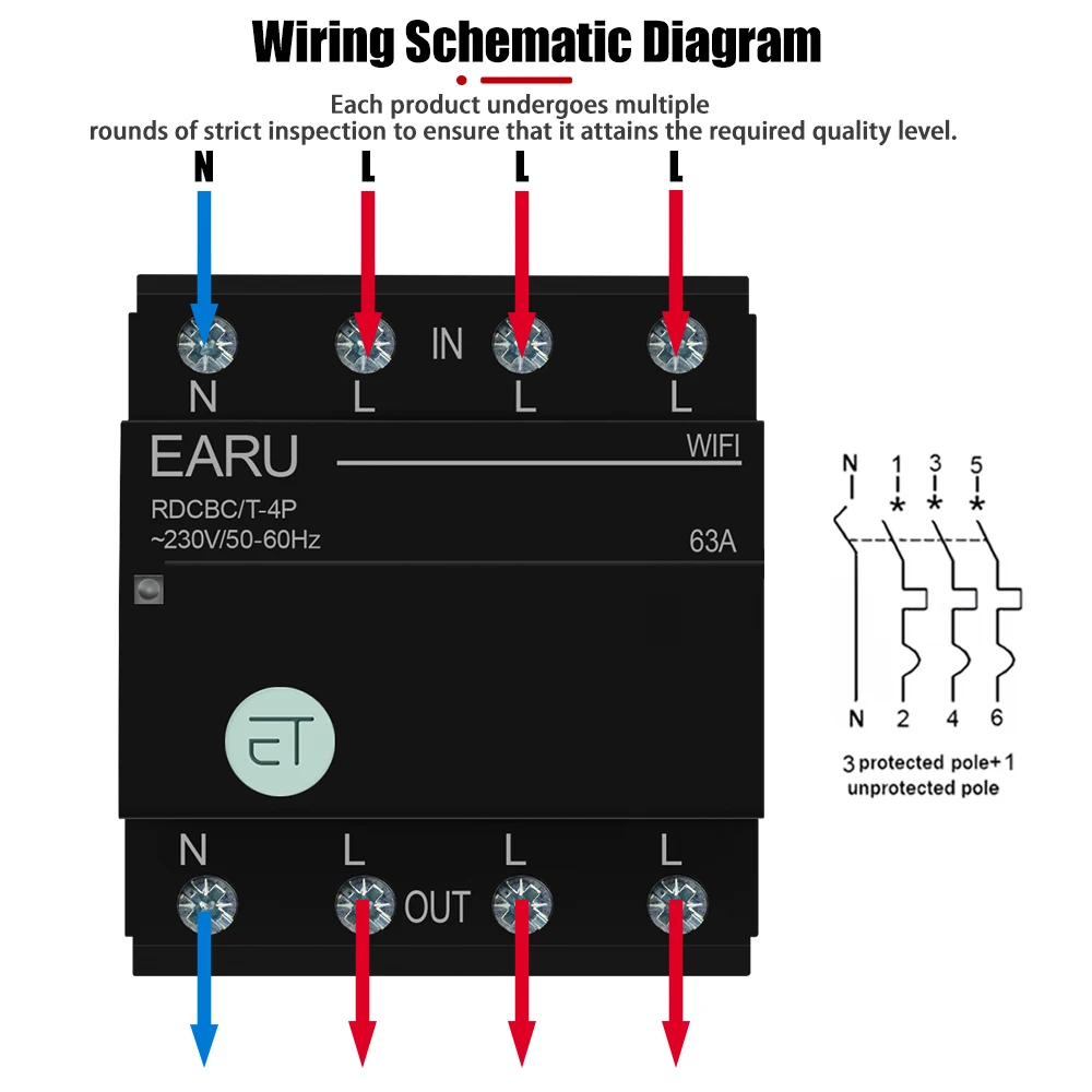 Üç Fazlı WIFI Devre Kesici Akıllı Zaman Zamanlayıcı Röle Anahtarı Tuya Uygulaması ile Sesli Uzaktan Kumanda Akıllı Ev Alexa Google Home