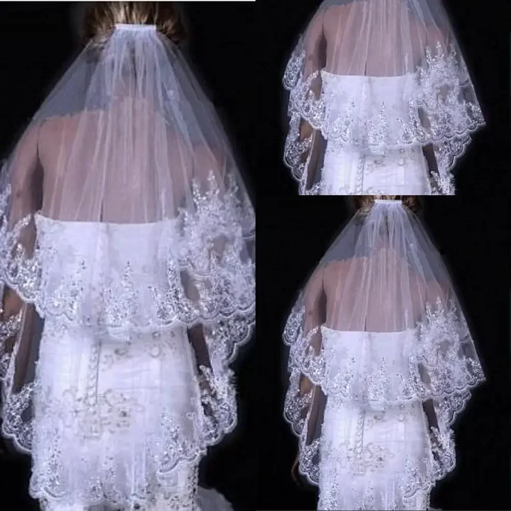 حار بيع الدانتيل مطرز الحجاب لامعة 2-Layer الشعر مشط الزفاف التبعي الزفاف