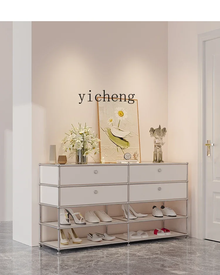 YD cream style shoe cabinet household entrance entrance stainless steel simple storage custom locker