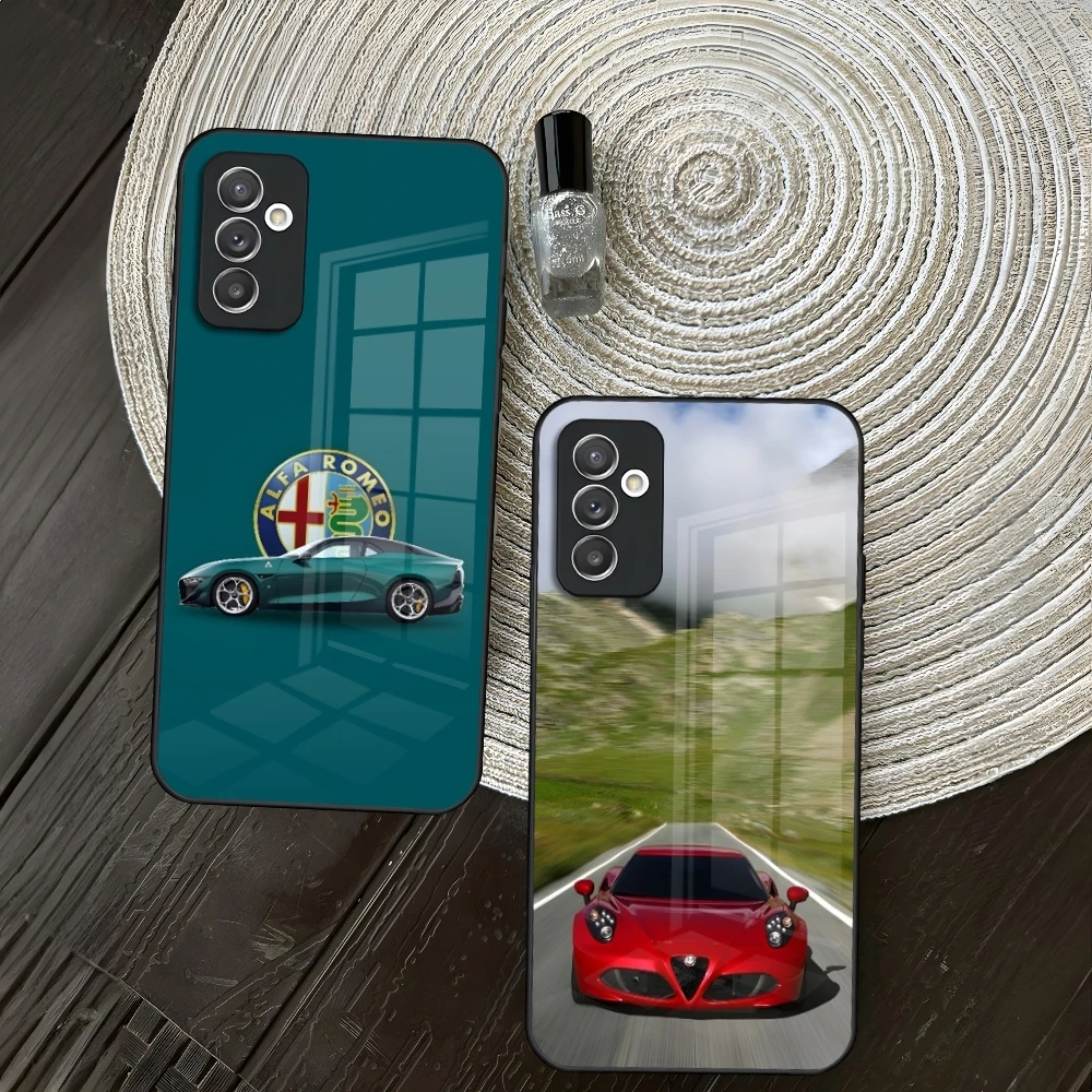 Luxuriöse Italienische Sportwagen Alfa Romeo Handyhülle für Samsung Galaxy S26 S25 S24 S23 S22 S21 S20 FE Edge Plus Ultra Glasabdeckung