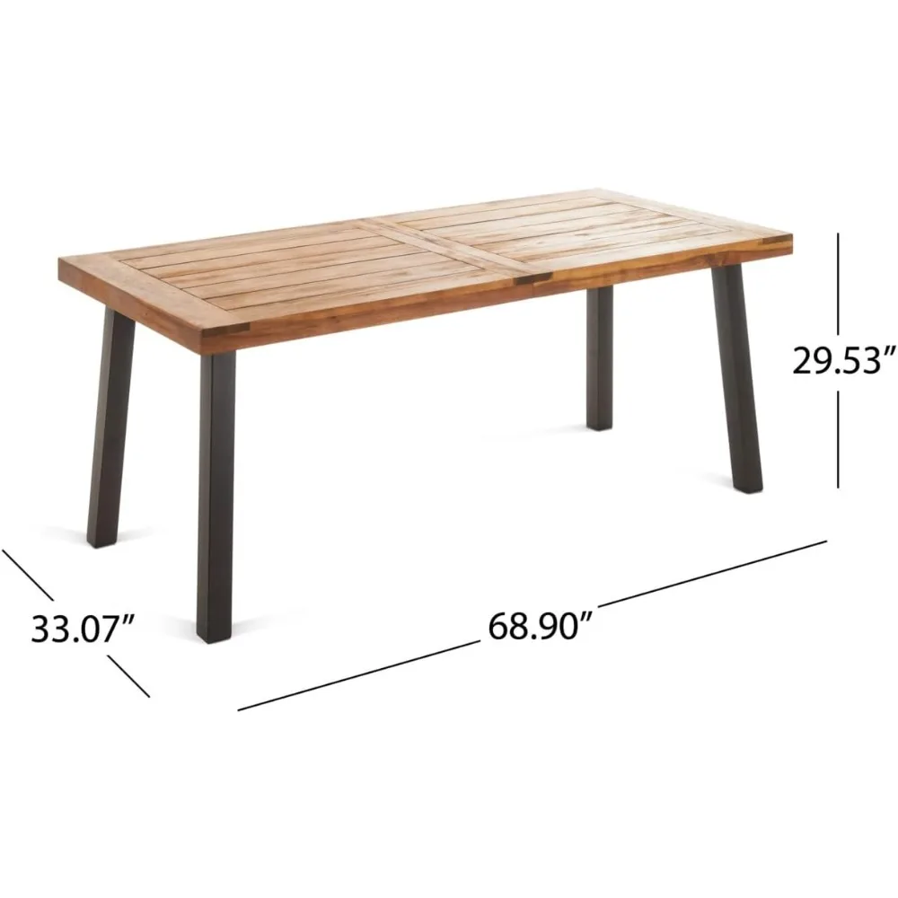 Acacia Wood Outdoor Dining Table | Perfect for Patio | With Teak Finis Brown freight Free Camping Furniture