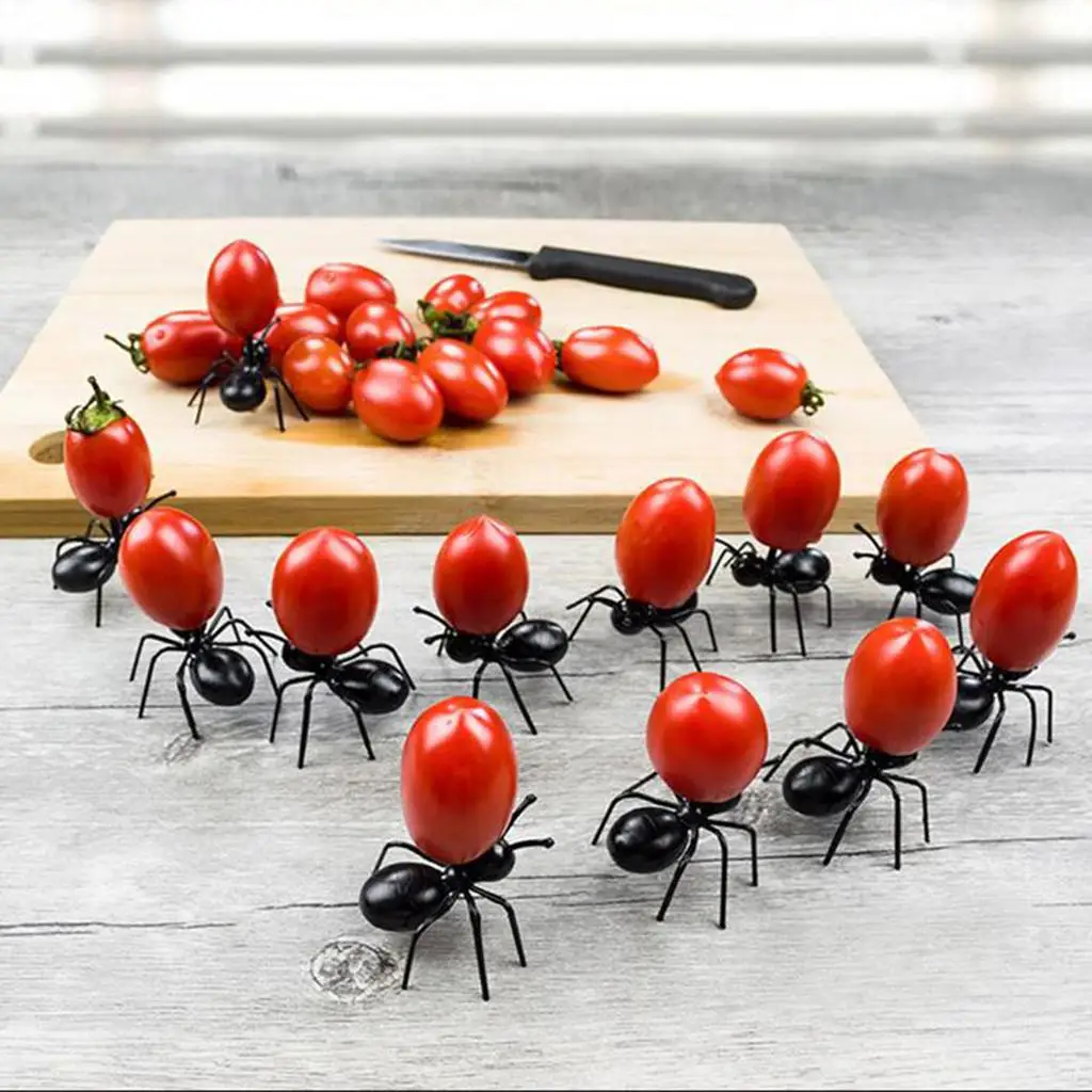 12Pcs Cute Mini Ant Fruit Fork Kitchen Forks Food Pick per Bar Party