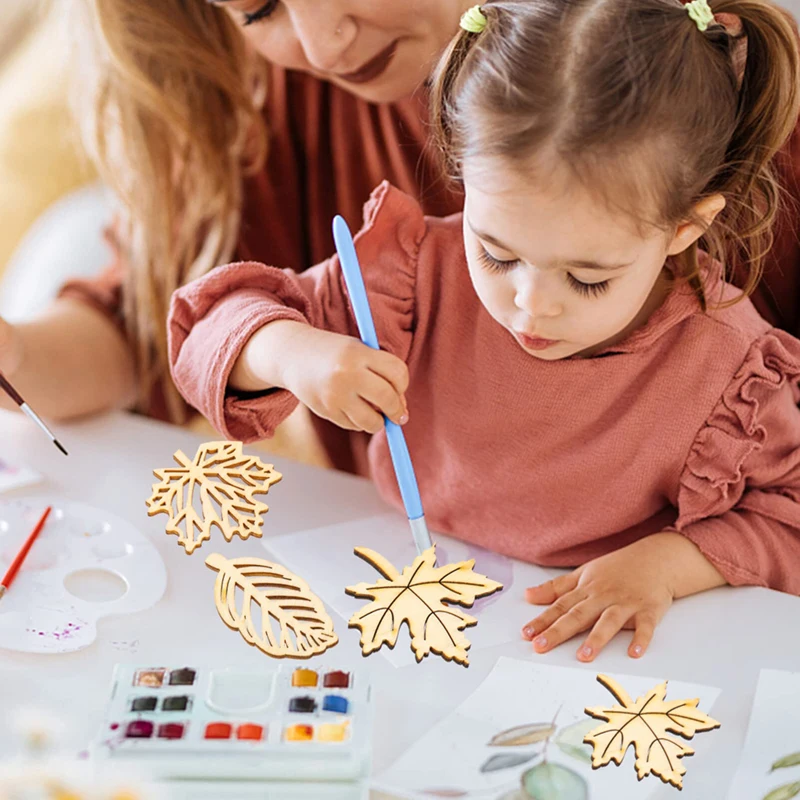 20 قطعة/المجموعة خشبية القيقب يترك انقطاع شرائح الخشب الجوف خارج قطع الخشب DIY بها بنفسك الحرف الزخرفية سجل القصاصات الحرف cardmade #6