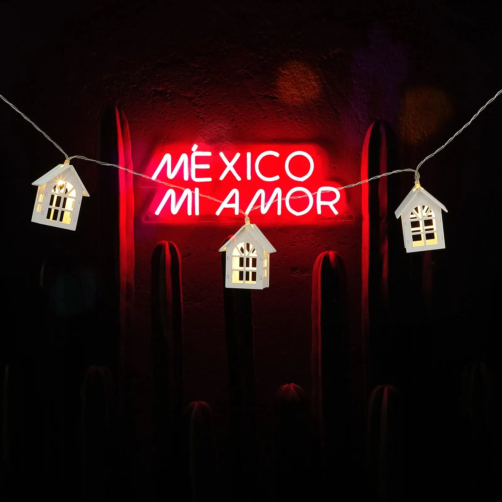 

1Pcs Christmas LED Light String Wooden House Decorative Lamp String Garden Party Indoor Outdoor Holiday Lighting