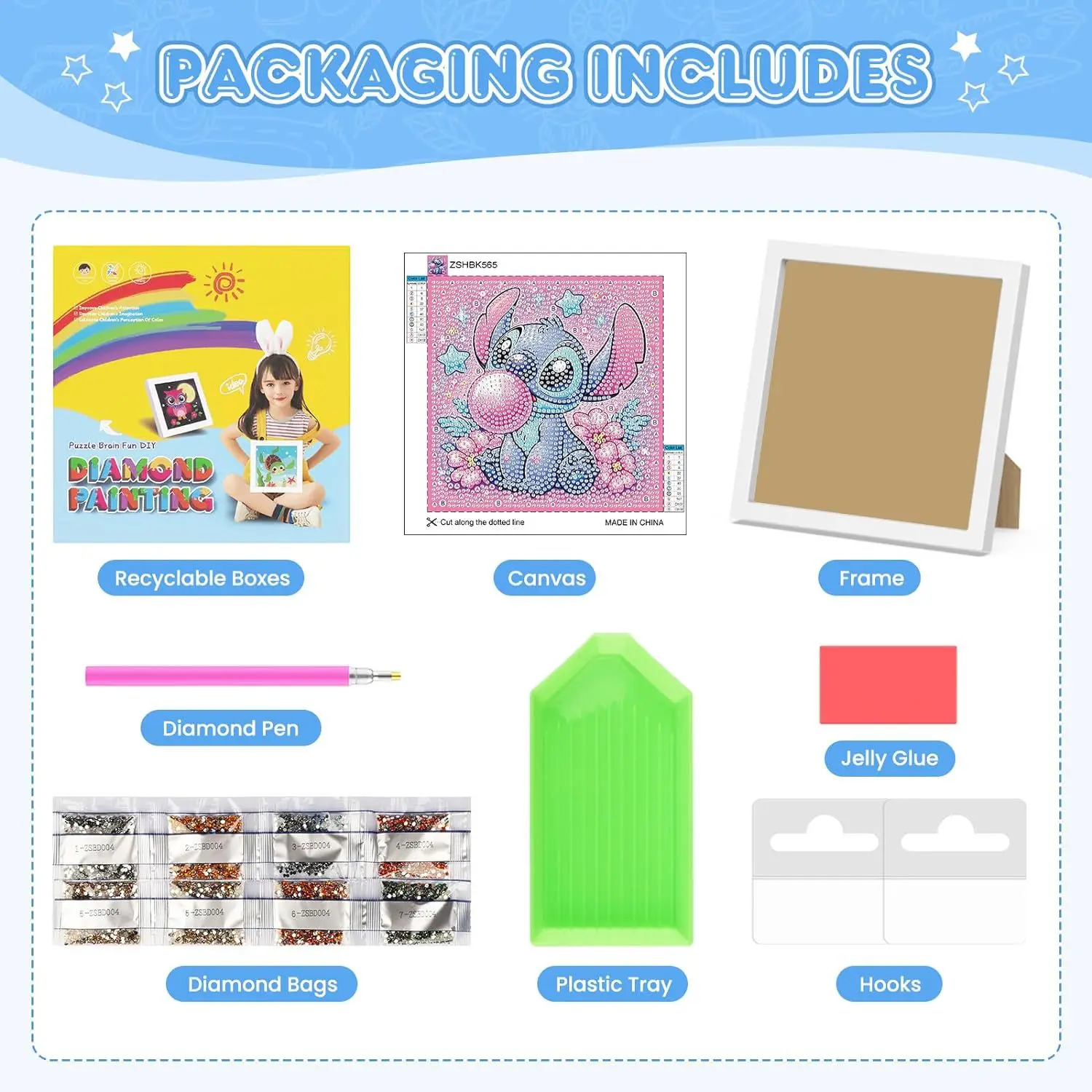 ディズニー刺繍DIYダイヤモンドペインティング、漫画ダイヤモンドステッカーアートデコレーション、額入りダイヤモンドモザイクホームアクセサリー