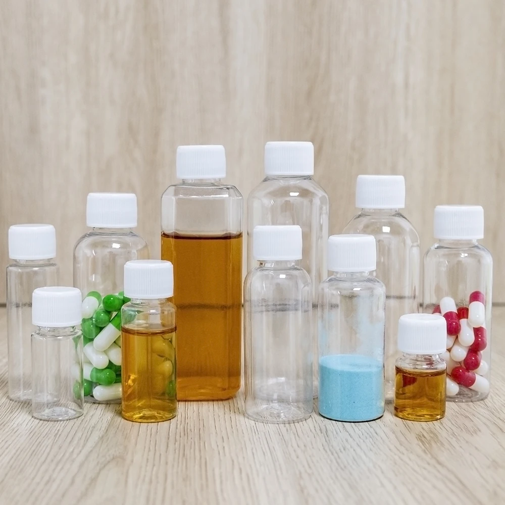 

5ml 10ml 20ml 25ml 30ml 40ml 50ml 60ml 80ml 100ml Transparent Plastic Bottles Customized Empty Sample Jars 20Pcs or 100Pcs