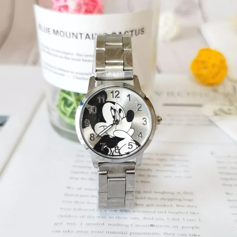 New Disney Mickey Mouse Children's Watch Cartoon Character Mickey Minnie Cute Stainless Steel Waterproof Quartz Watch kids gifts