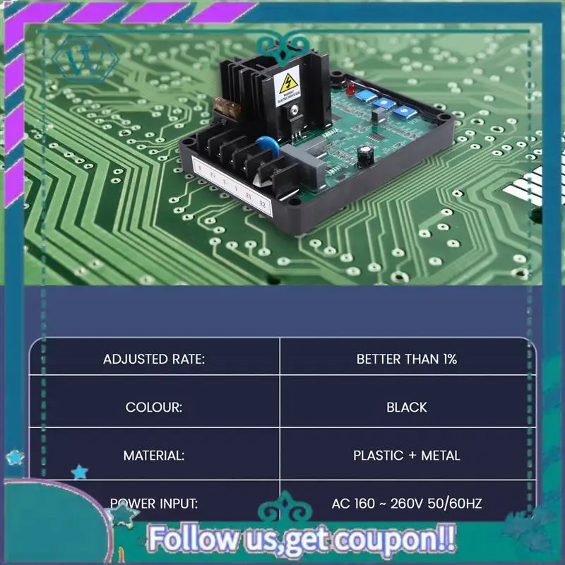 

AA92-GAVR-12A GAVR 12A AVR For Generator Automatic Voltage Regulator Board Voltage Regulator Board Generator Accessories