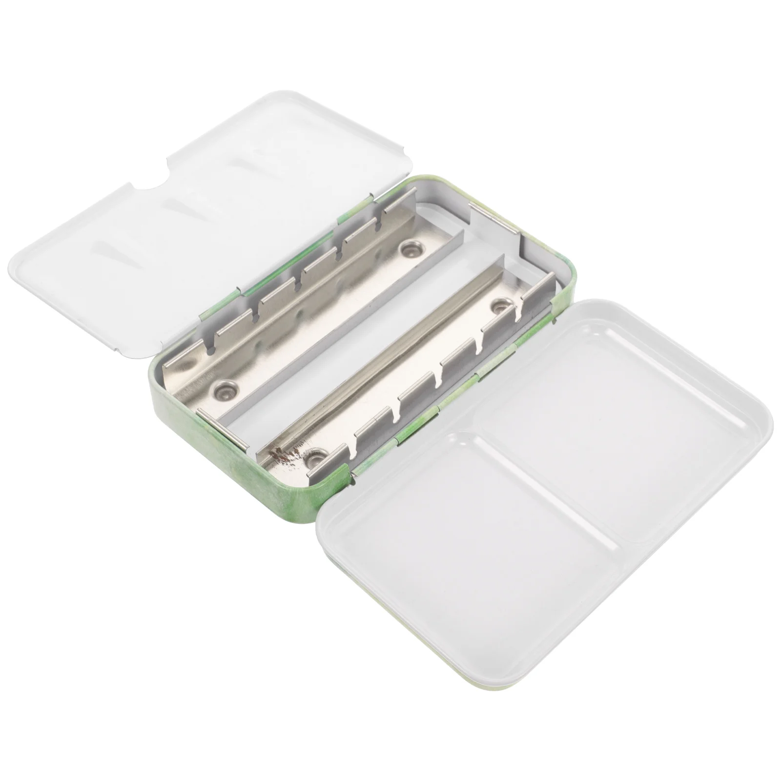 

Watercolor Paint Small 3 Fold Watercolor Box Metal Case Card Slot DIY Student Empty Palette Mixed Plate
