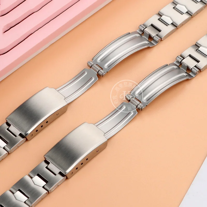 Women's Student Metal Watch Chain 14mm For Casio Cherry Blossom Series LTP-1241D Stainless Steel Metal Watch Band Female Connect