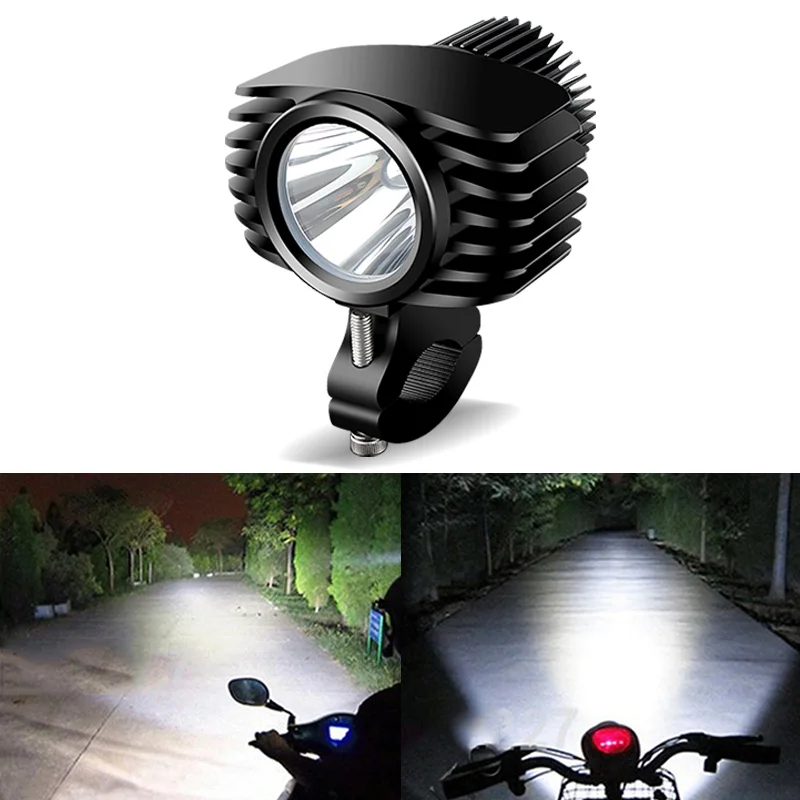 1PC 12-72V LED Motorcycle Spotlights Headlight 18W 2800Lm Moto Bike Fog DRLs Headlamp 4x4 Offroad Work Drive Spot Lights White