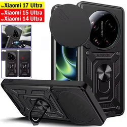 Armor Funda for Xiaomi 17 Ultra 14 15 Ultra Redmi A4 14C POCO C75 Case Slide Camera Ring Stand Holder Protection Cover Capa