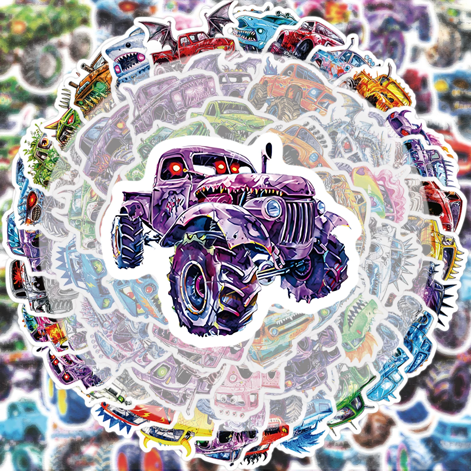 56 Monster Truck Stickers Vibrant Stickers Decals, Suitable for Water Bottles, Laptops, Cell Phones, Suitcases, Skateboards, Guitars, Party Decorations
