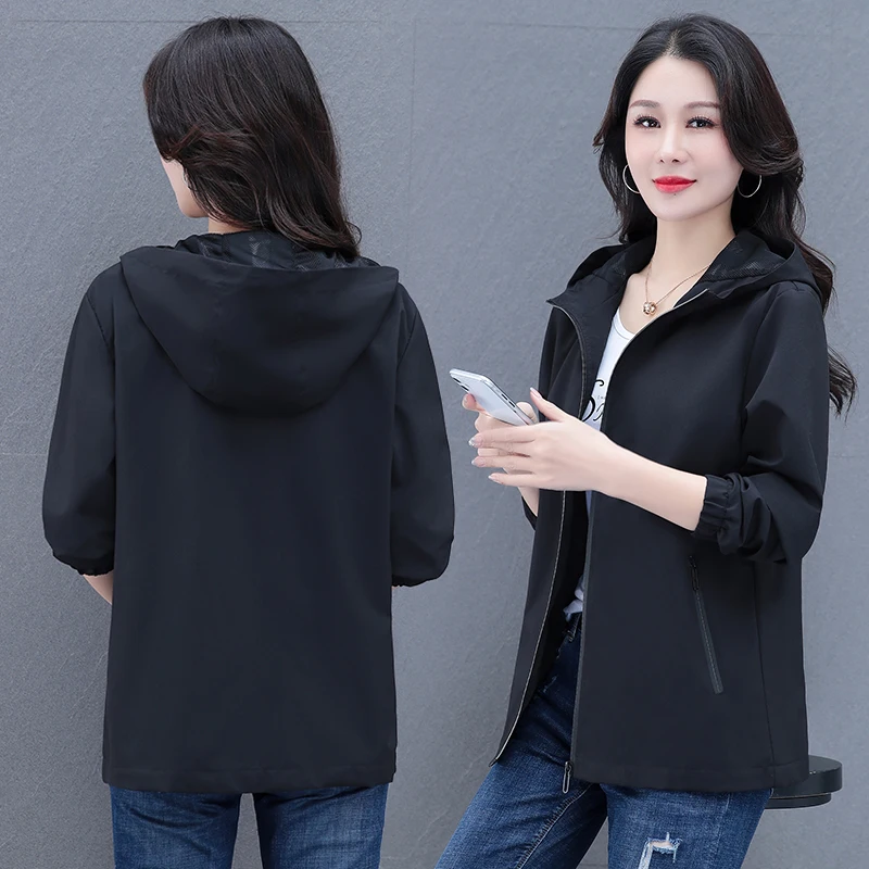 New Female Fashion Versatile Loose Casual Coat For Women\'S Casual Spring And Autumn Cardigan Hooded Outdoor Sports Jacket