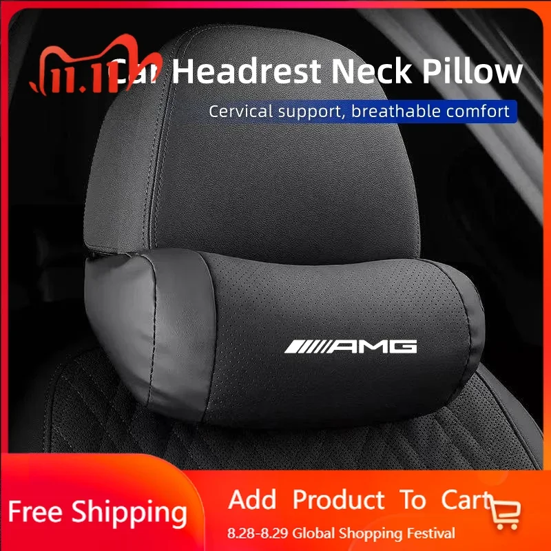 

Для Benz AMG автомобильное сиденье, поддержка головы, кожаная подушка для шеи, аксессуары для интерьера для Mercedes Benz AMG W204 W205 W203 W211 W212 W213