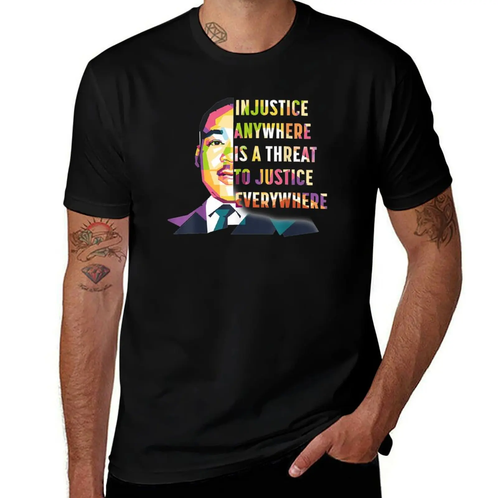 

Martin Luthur King Quote Injustice anywhere is a threat to justice everywhere T-Shirt anime tshirt mens fashion