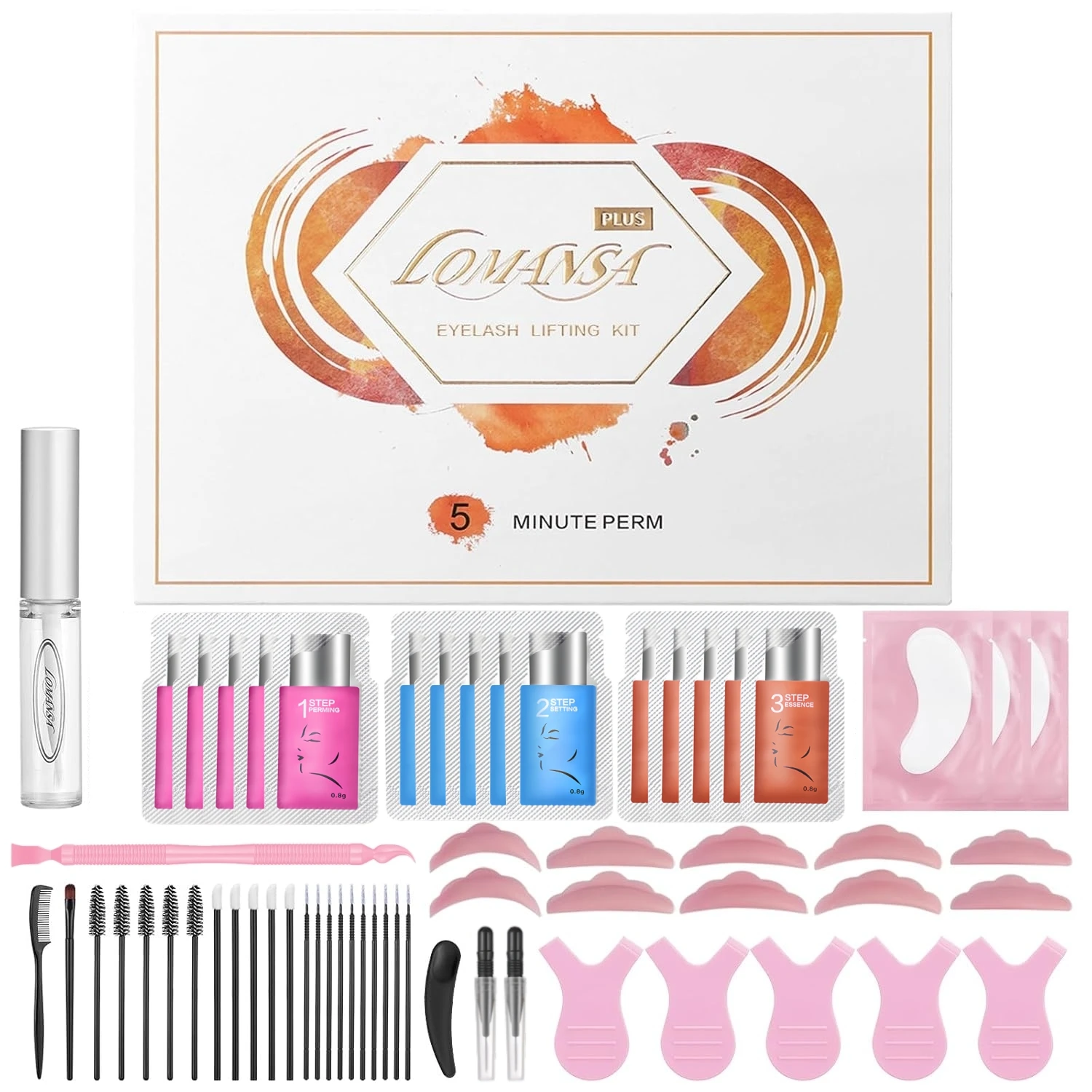 LOMANSA Kit Professionale 2 IN 1 per Lifting Rapido di Ciglia e Sopracciglia, Effetto Duraturo 6-8 Settimane, Mascara Lifting, Strumento per Migliorare le Ciglia