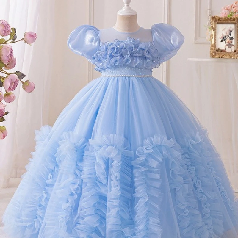 فستان عيد الميلاد الأول الراقي للأطفال، تنورة الأميرة لعيد ميلاد الفتاة الصغيرة، زي أداء البيانو المضيف لعيد الأطفال #5