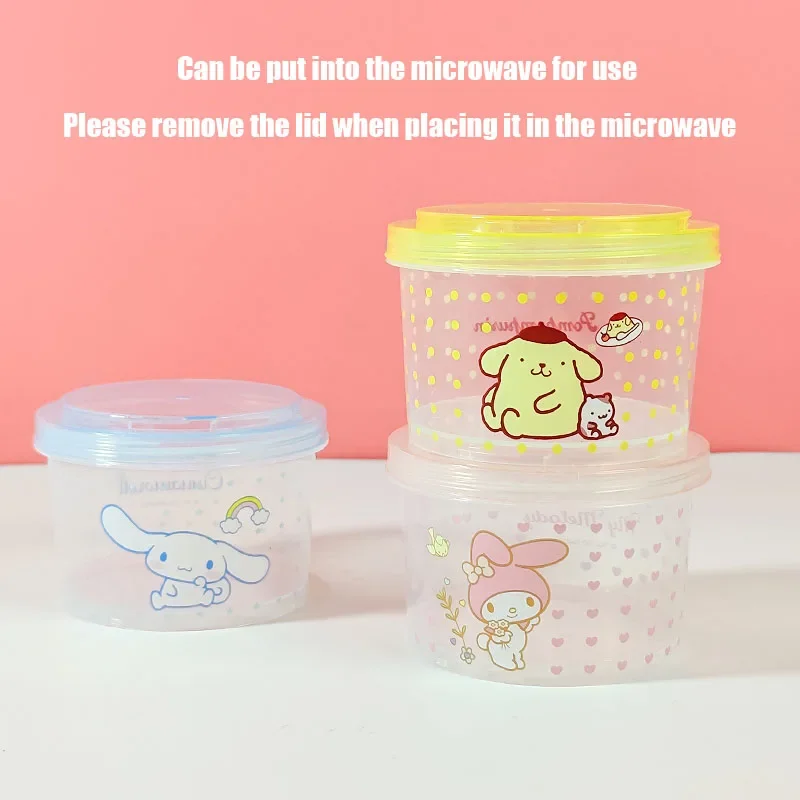 Kitty Bento Box Set 3 Pieces Cute Stackable Food Storage Containers with Lid Round Lunch Box for Gift Idea