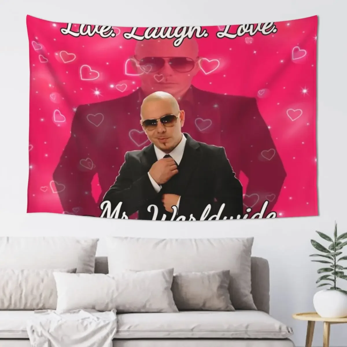 Mr Worldwide Pitbull Valentine Tapestry Art Mural Japanese Room Decor Tapestry