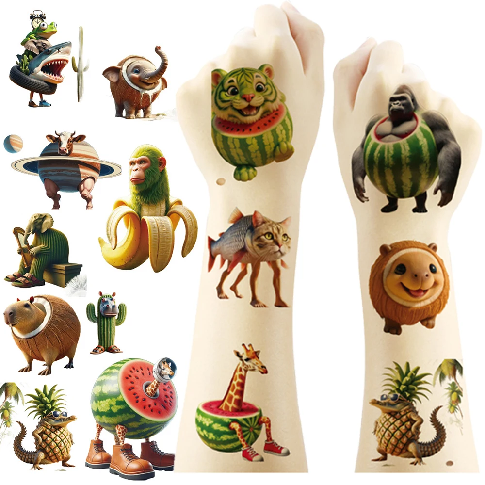 

AI Abstract Brainrot Abstract Tung Tung Tung Sahur Tattoo Stickers Cartoon Graffiti Arm Face Body Art Fake Tattoo Party Gifts
