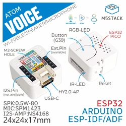 M5Stack Official ATOM Voice Programmable AI Smart Speaker with Built-in ESP32 Bluetooth WiFi Internet of Things Development Kit