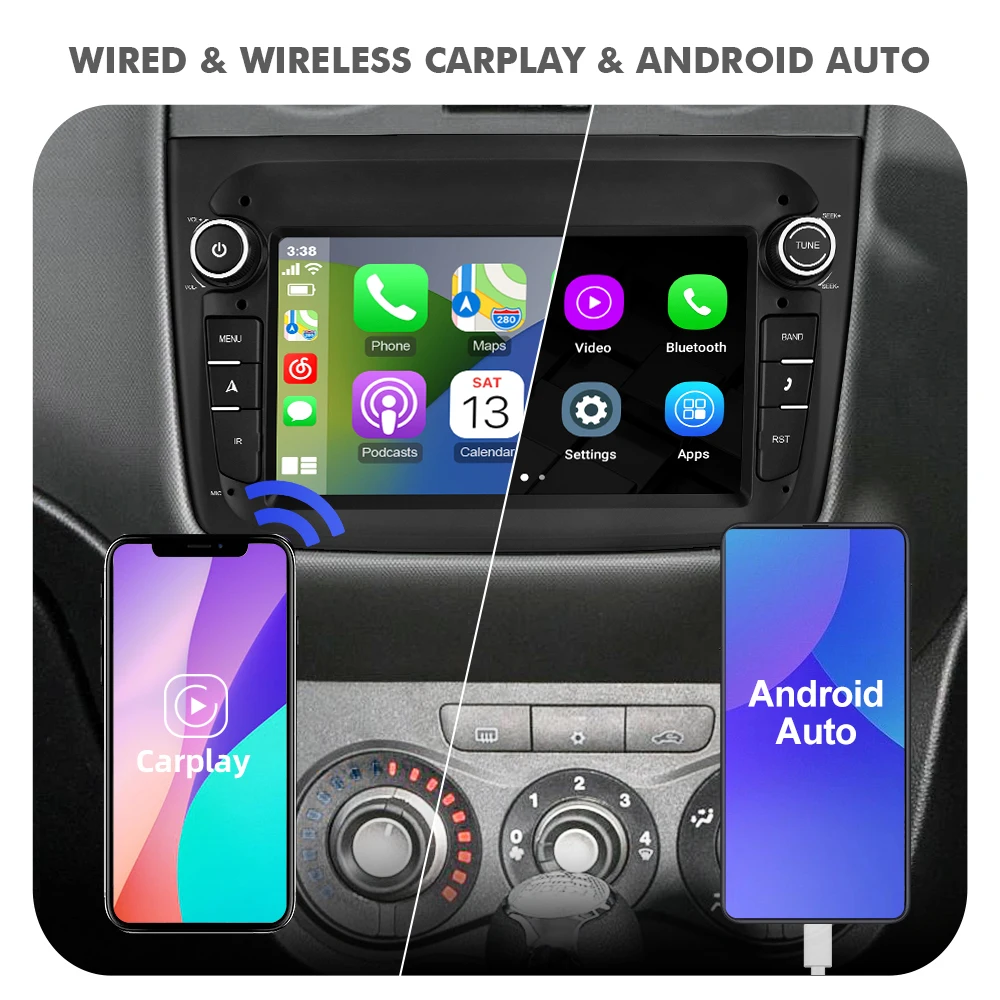 Isudar 7 Inch Android 12 For Alfa Romeo Mito 2008- Car Radio Multimedia Player Auto GPS Carplay 2 Din 4G