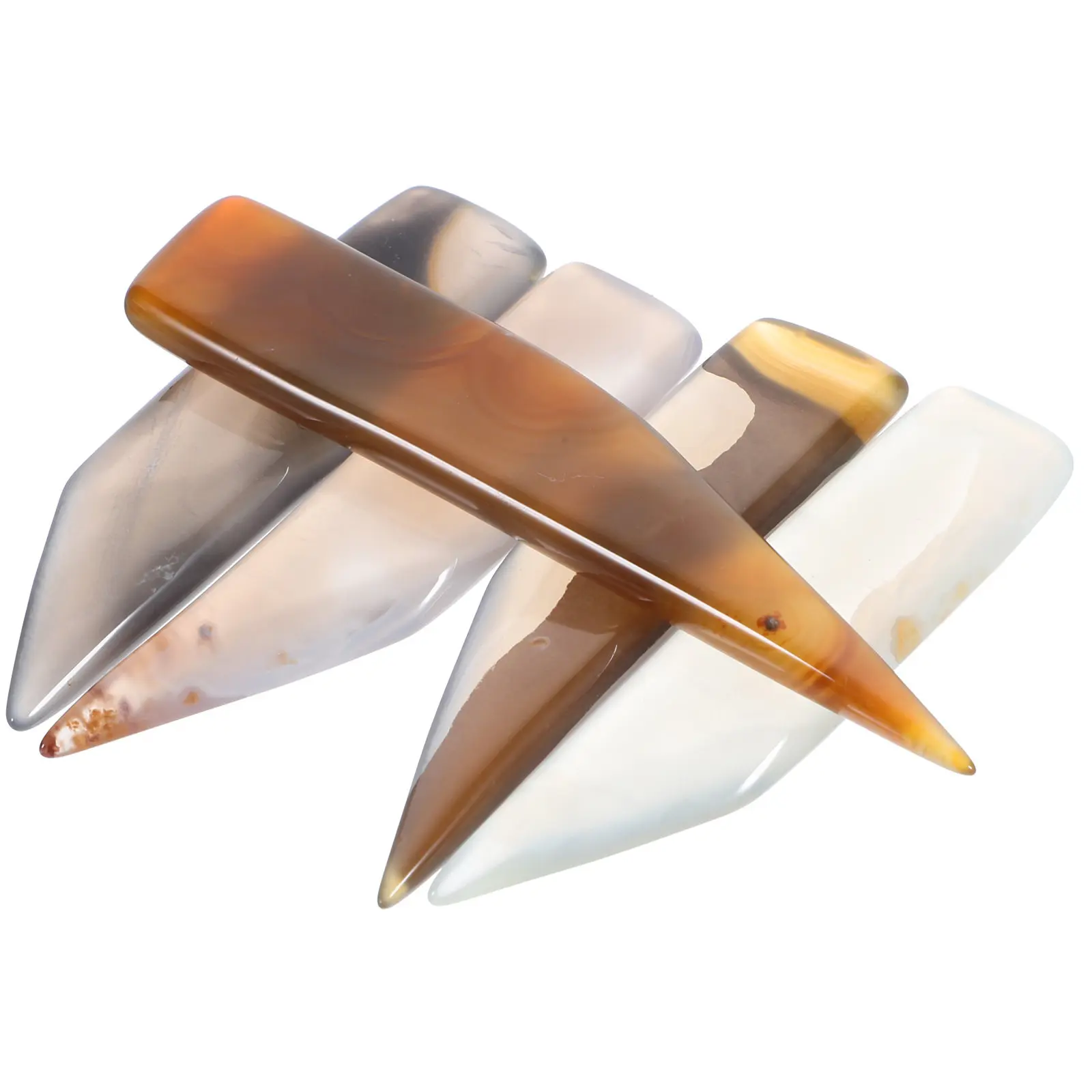5Pcs Natural Agate Burnisher Polishing Cutter Jewelry Tools Professional Jewelry Polisher for Gold Silver Copper Metal Clay Work