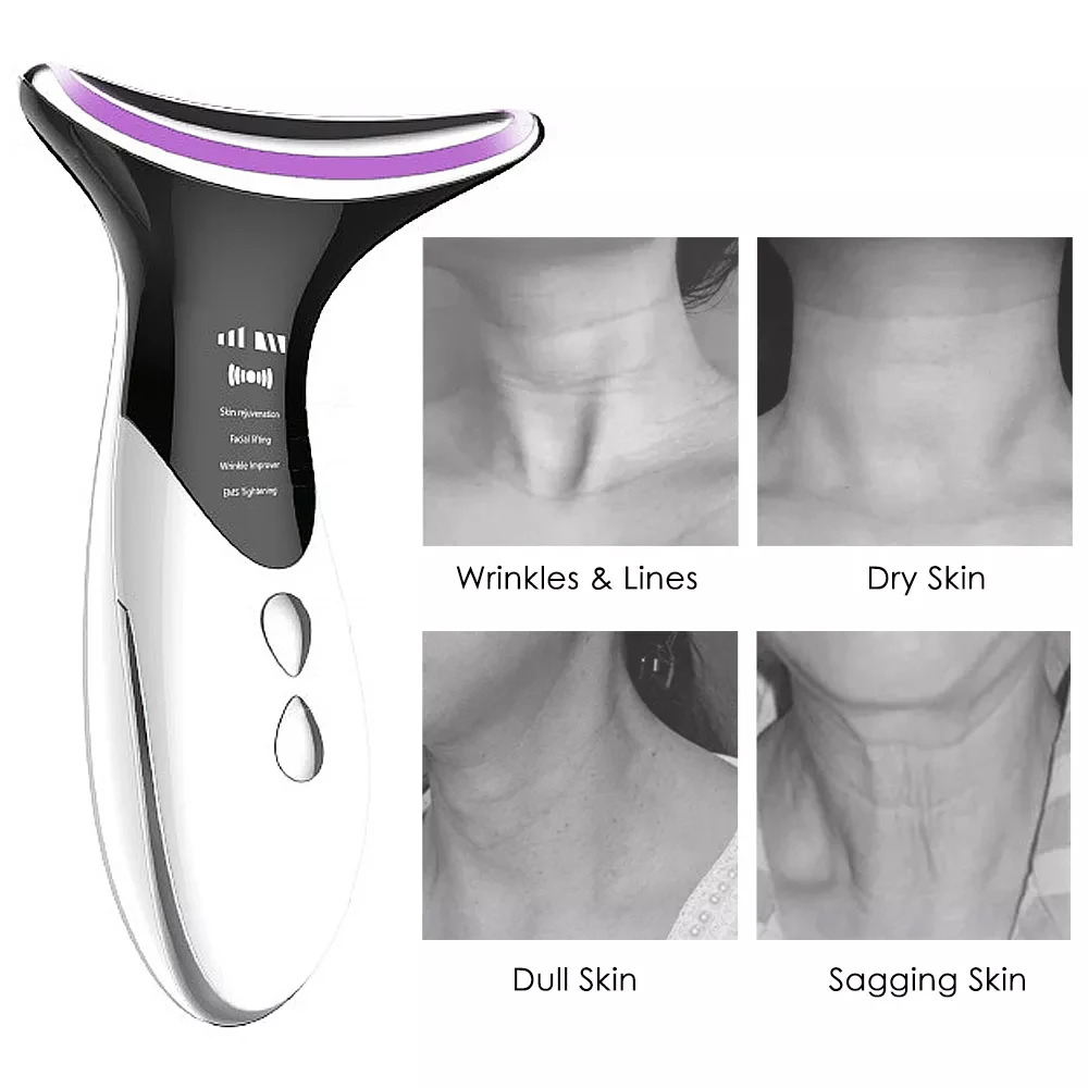 Portable Skin Tightening Beauty Toning Device EMS Microcurrent LED Photon Therapy Face Neck Anti Aging Wrinkle Remover Machine