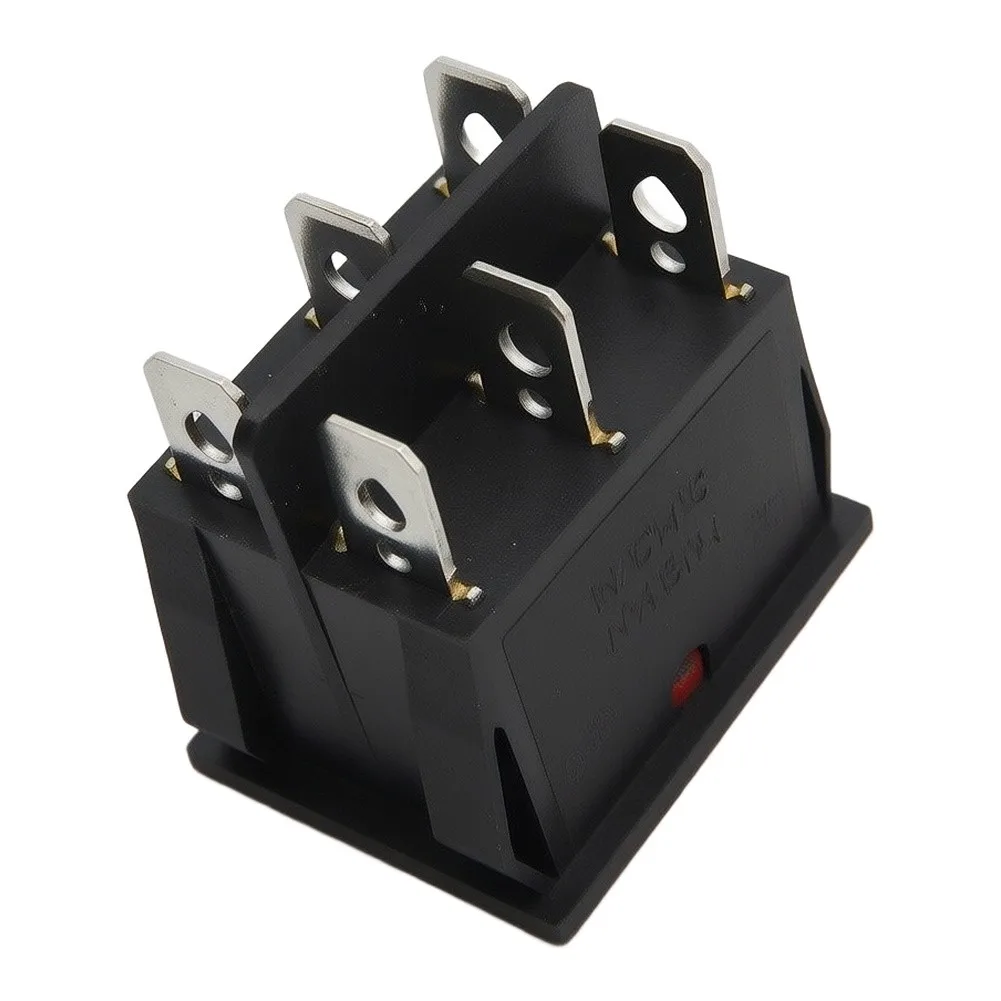 250V 16A 5-Pack Rocker Switch with Push Button Actuator and 6-Pin Layout for Oil Heater and Industrial Controls