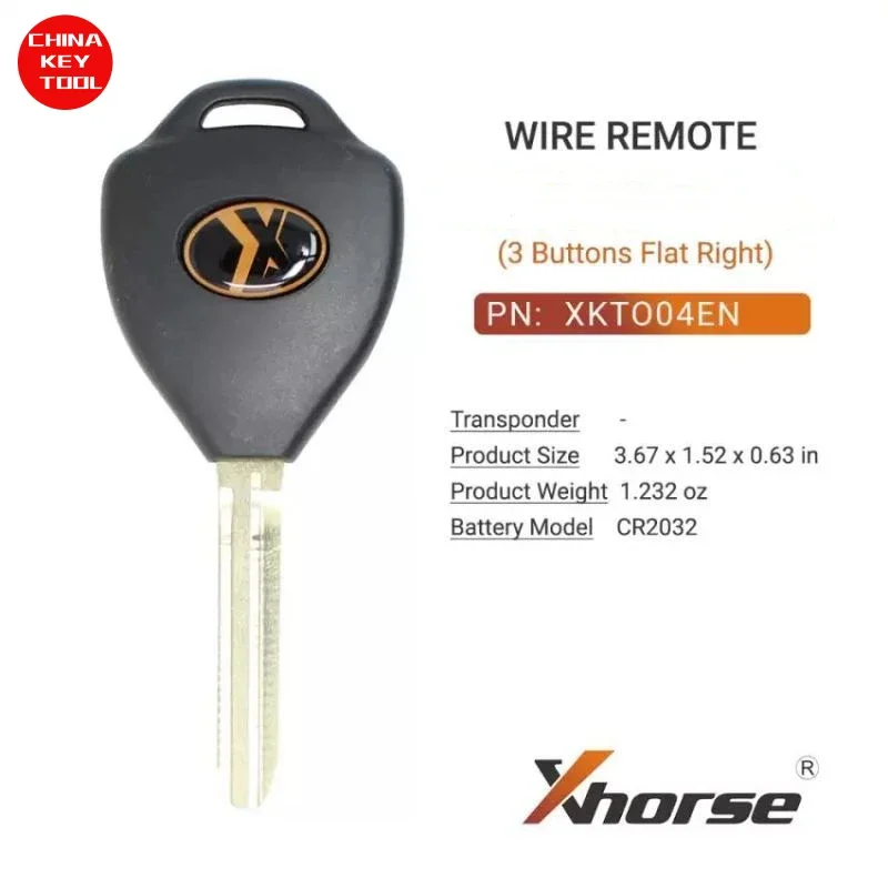 1PCS Xhorse Wire Remote Key For Toyota Style Flat Right 3 Buttons XKTO04EN