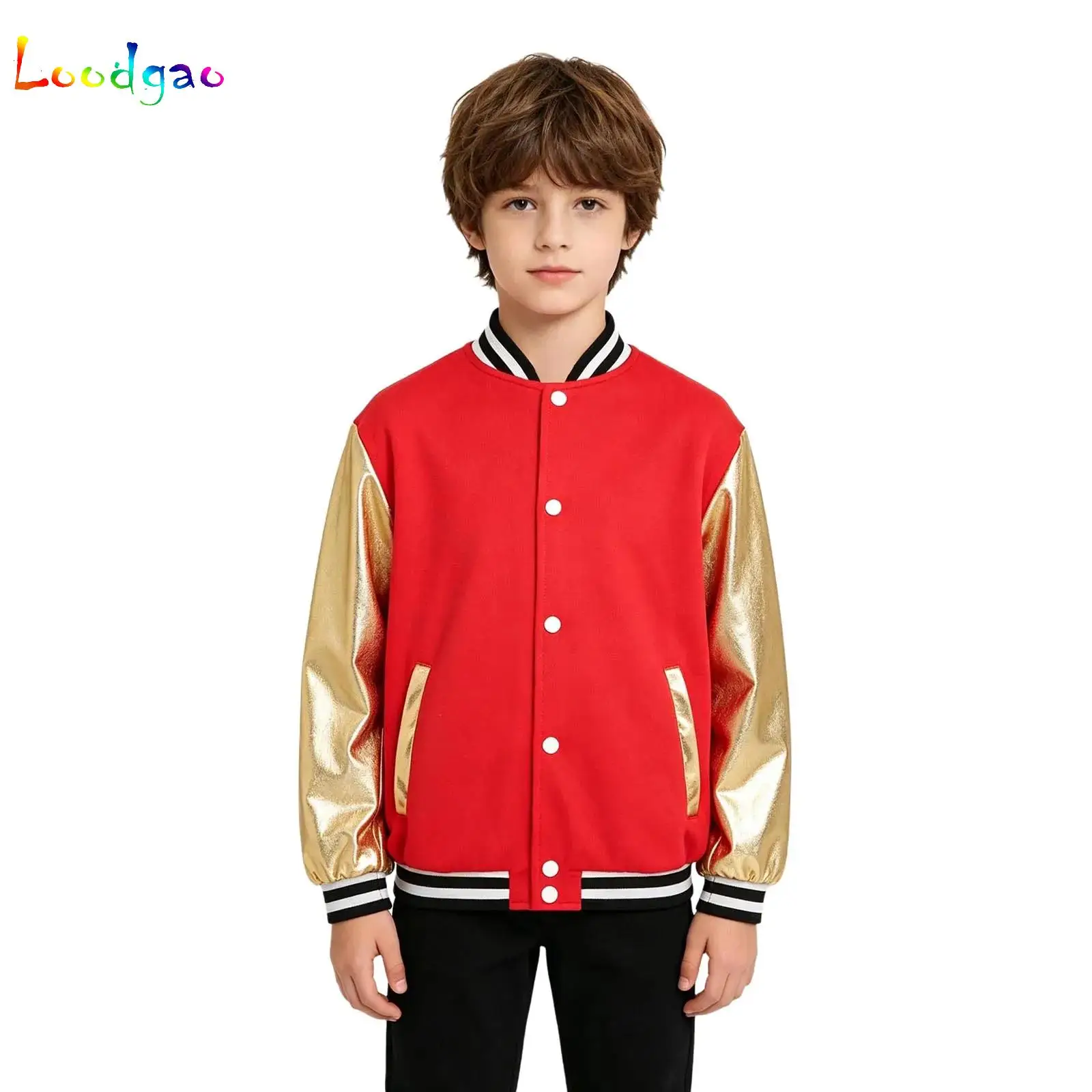 Boys Girls Fashion Casual Baseball Jacket Long Sleeve Eagle Printed Sweatshirt Tops Coat Autumn Winter Outerwear Leisurewear