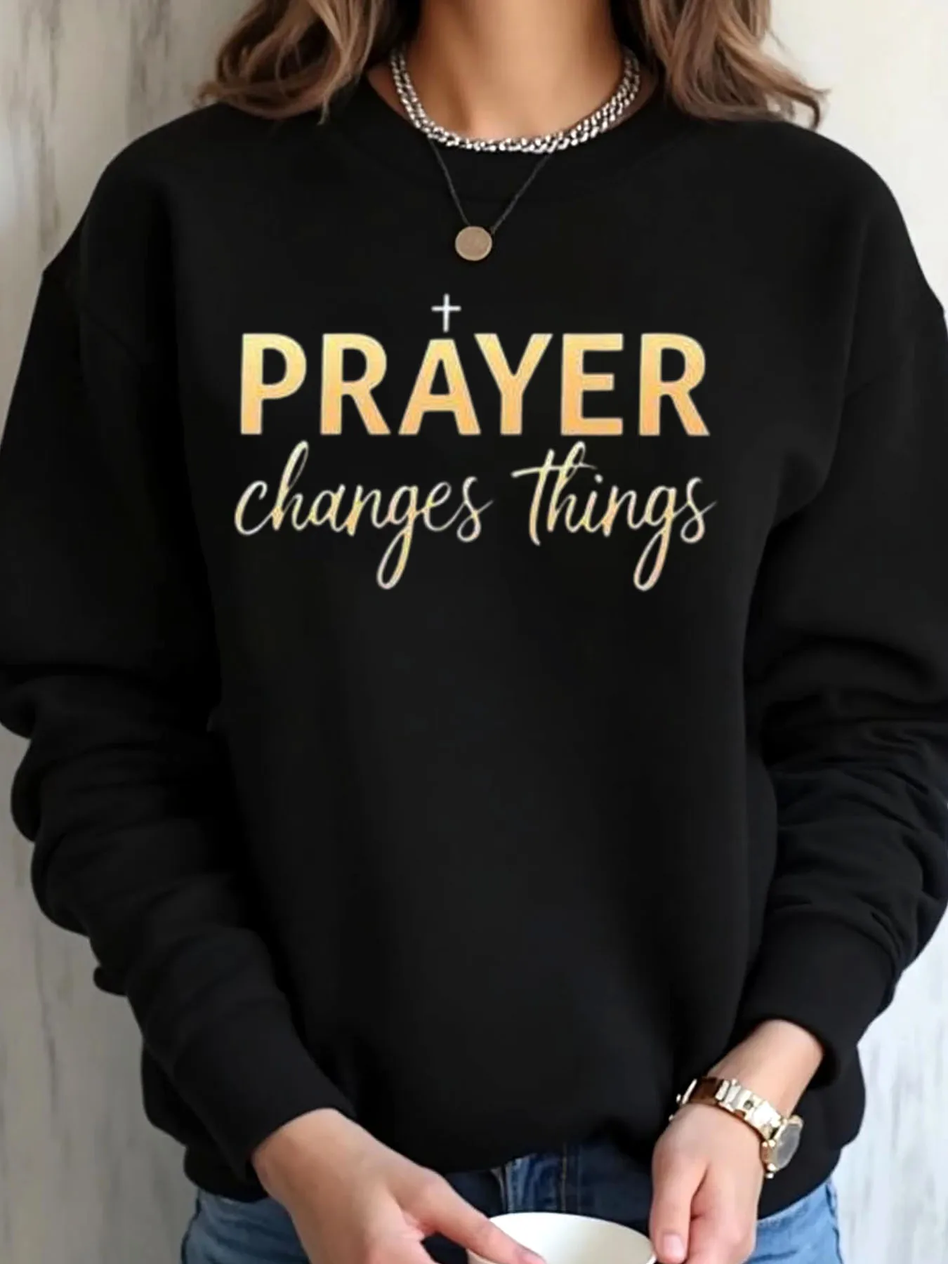 Sweat-shirt surdimensionné pour femmes, prière de noël, changement de choses imprimées, vêtements d'extérieur