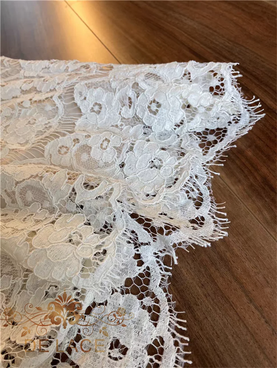 Simple Elegant Hollow Out Floral Embroidered Lace Eyelash Fabric Hot Sell Wedding Dress Lace FabricApplique