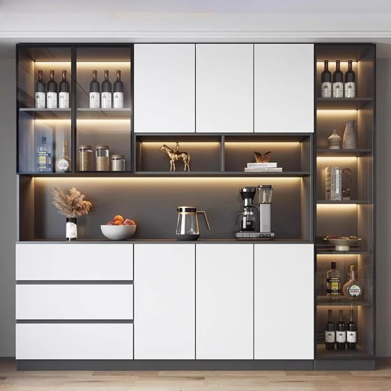 Station de Bar à café d'angle, organisateur de meubles pour casier à vin, accessoires de whisky, vitrine en verre avec portes en verre