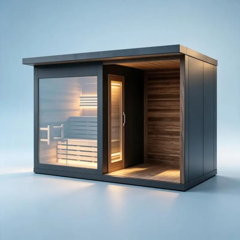 Custom Outdoor Sauna Cabin Solid Wood Finnish Style Steam Room Backyard Garden Wellness