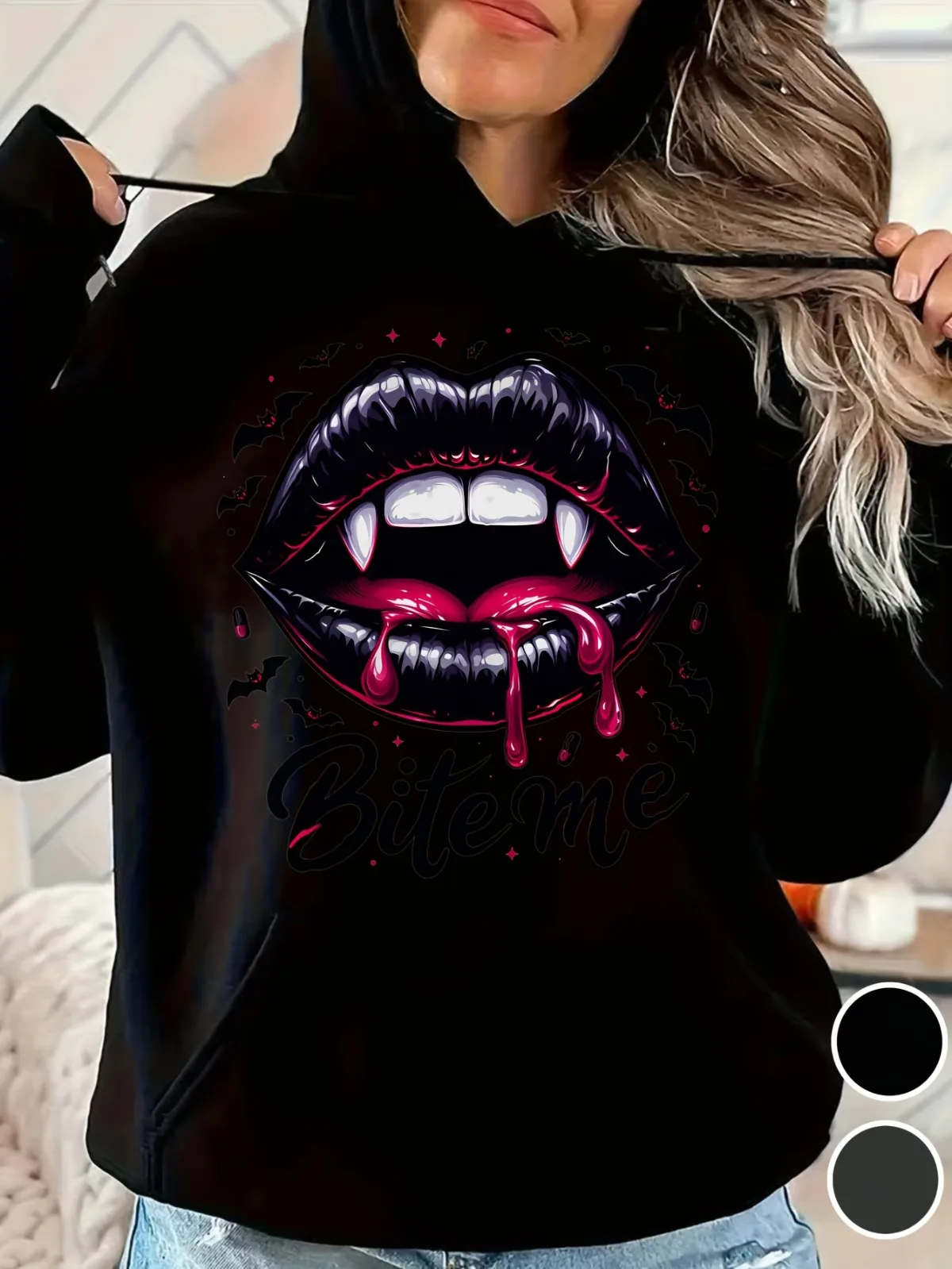 

Женская модная повседневная толстовка с капюшоном и узором с принтом Хэллоуина, утолщенный карман-кенгуру, подходит для спортивной повседневной носки