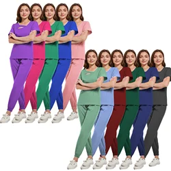 Surgical Uniforms Medical Nurse Scrub Set Woman Beauty Salon Workwear Clinical Scrub Top Jogging Pants Doctor Nursing Tunic Suit