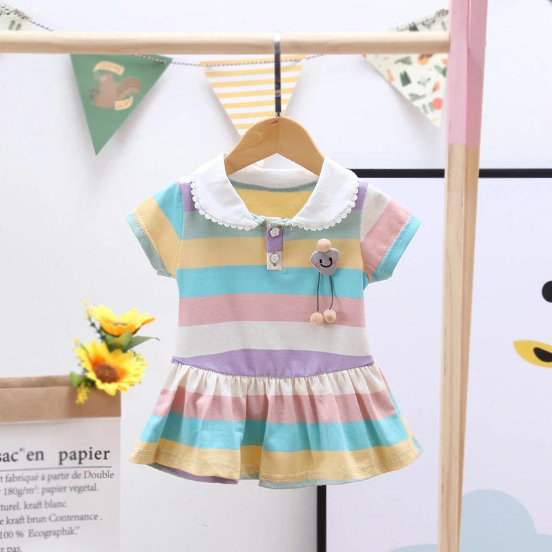 

IENENS Baby Girl Short Sleeves Dress Toddler Clothes 9 12 18 24 Months Mini Dresses Infant Summer Clothing Kids Party Wear