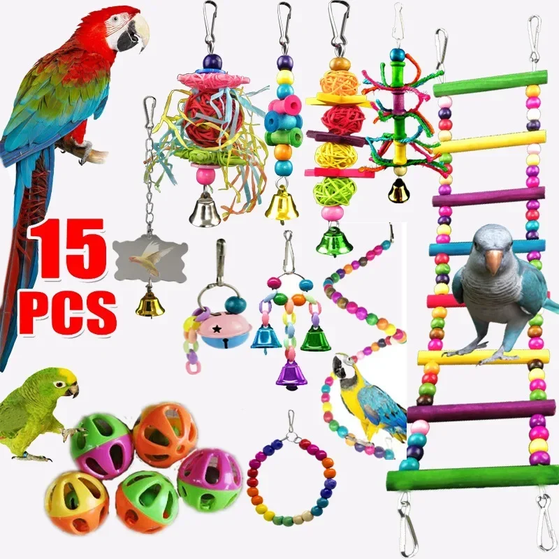 

Parrot Pet Bird Ball For Bell Swing Articles Standing Toys Bite Accessories Combination Training Toy