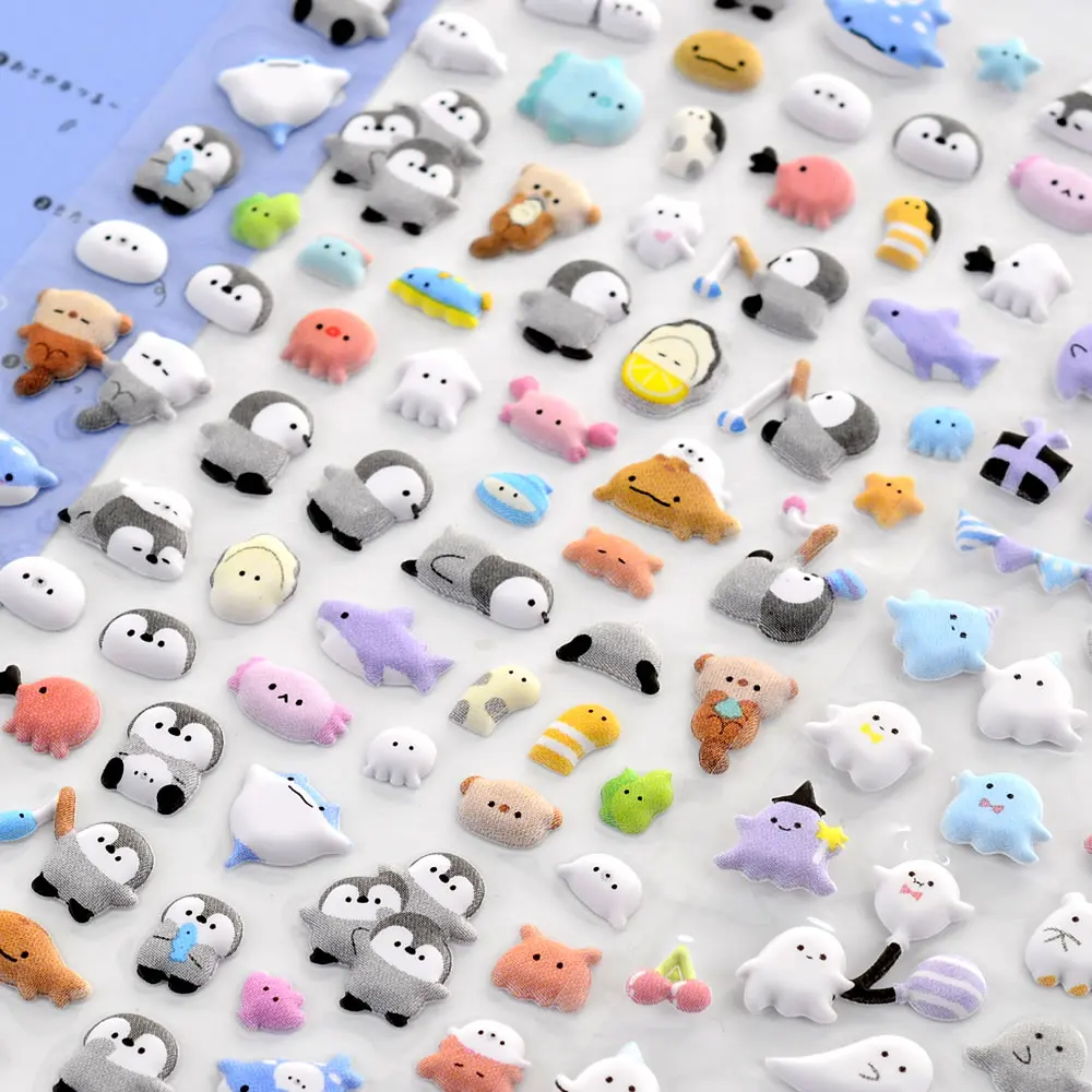 

Student 3D Relief Cartoon Stickers Bear Penguin Design Scrapbook Diary DIY Decor Stationery Decal