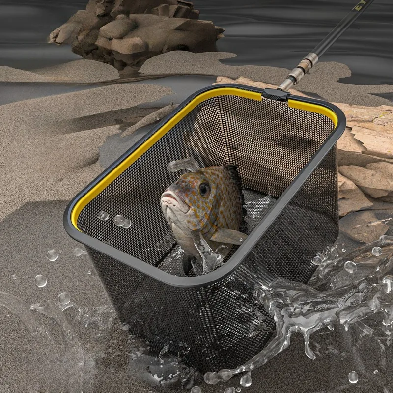Alloy Square Landing Net Head Professional Enlarged Fast-drying Rubber-coated Landing Net Heads Portable Fishing Gear Accessory