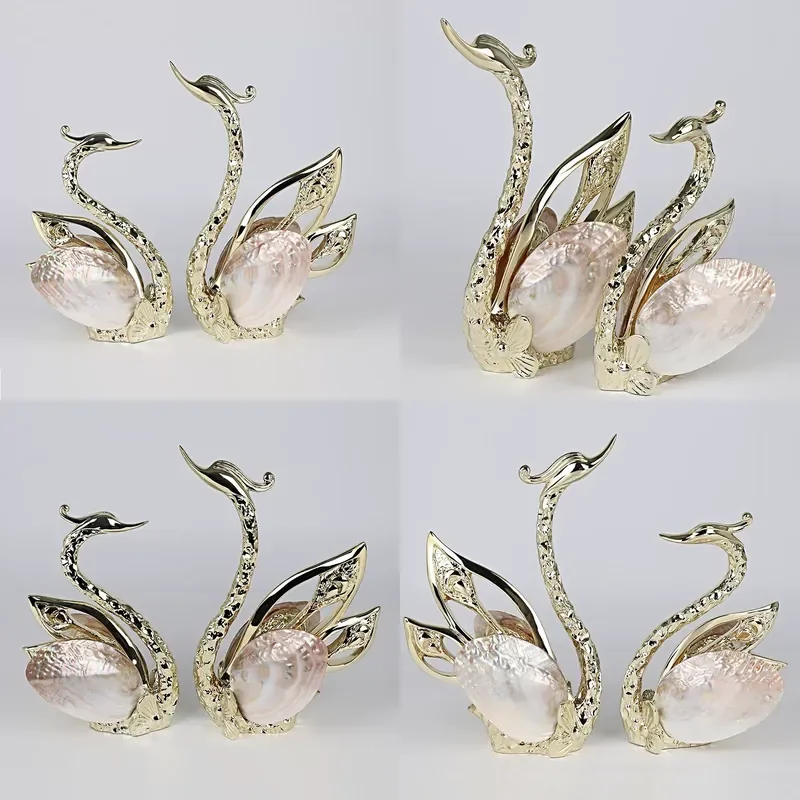 for European resin electroplating stickers natural shells happy swan ornaments wedding gifts soft accessories home