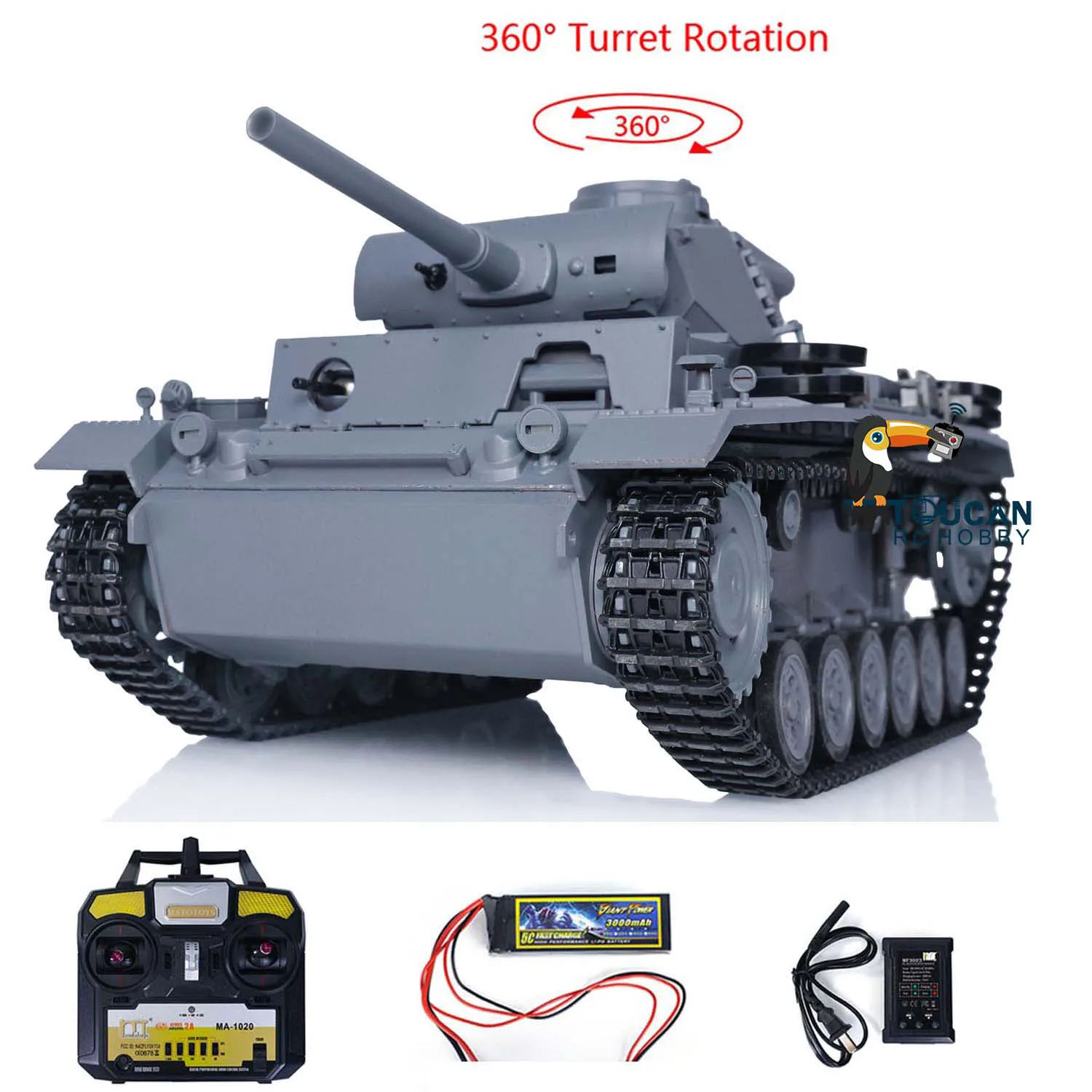 Metal Mato 1/16 Panzer III RC Tank KIT RTR Model Infrared Version Painted Gray 1223 TH00663