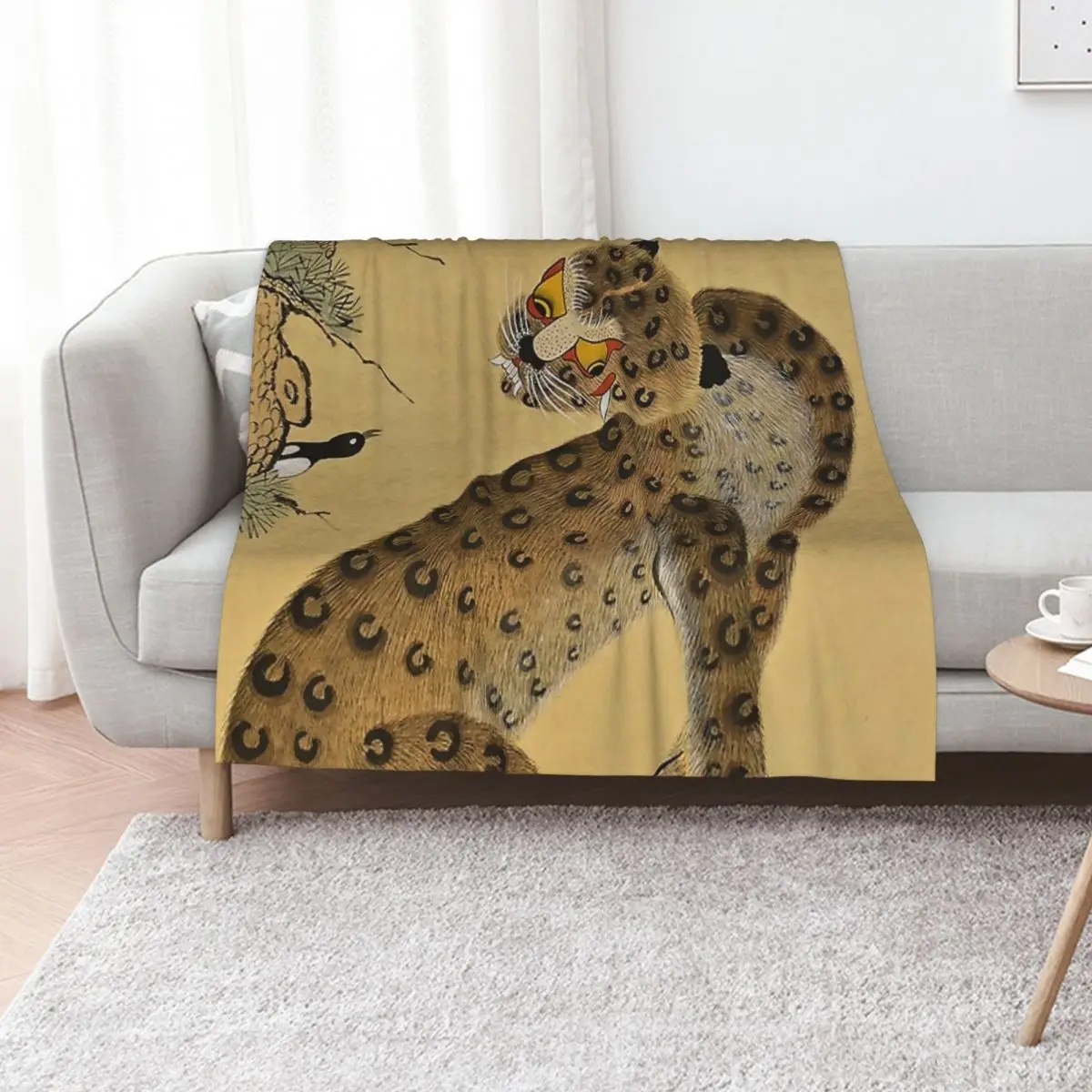 

Spotted Tiger Minhwa with Magpie Throw Blanket wednesday Softest Single for sofa Blankets