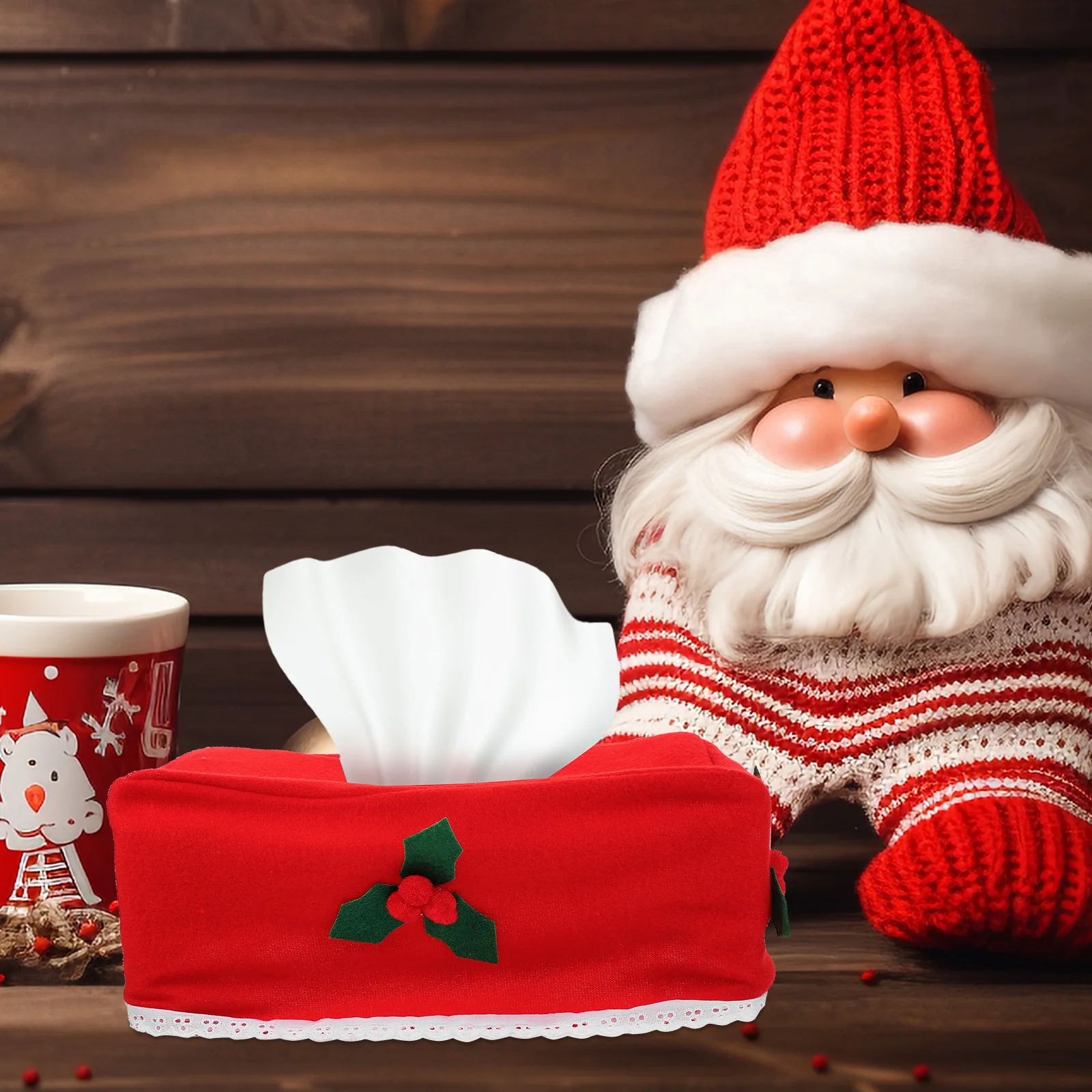 

2Pcs Christmas Fabric Folding Napkin Boxes Red Paper Towel Holders Convenient Neat Storage Decorative Tissue Boxes Xmas Napkin