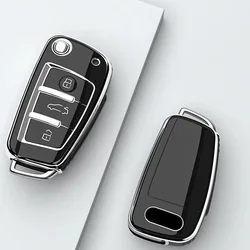 Soft TPU Car Flip Key Case Cover Holder For Audi A1 A3 A6 A6L Q2 Q3 Q7 TTS R8 S6 RS3 Key Protection Shell Fob Accessories
