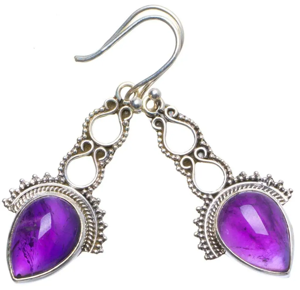 

StarGems® Natural Amethyst Handmade Unique 925 Sterling Silver Earrings 1.75" X3902